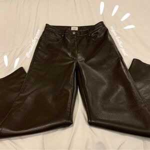 WILFRED - The Melina Pant - High Waisted VEGAN Leather Pants - Brown - Women’s 6